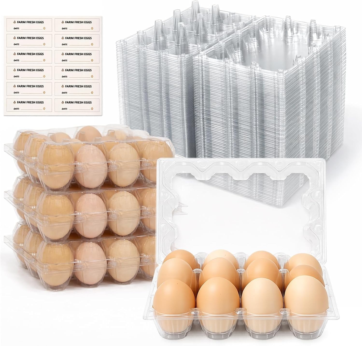 100 cajas huevos plastico a granel para 12 huevos Cartones huevos transparentes