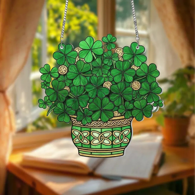 Lucky Shamrock Suncatcher Acrylic Window Decor
