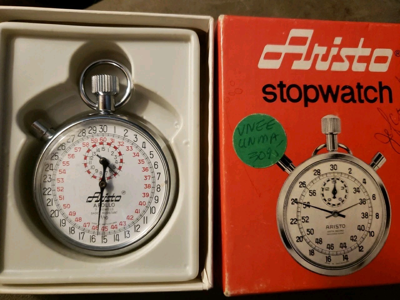 Vintage Aristo Apollo Stop Watch 7 Jewels Shock Resistant 1/10 Switzerland Works