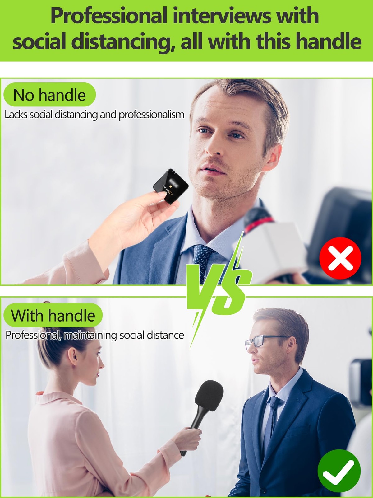 Interview Microphone Handheld Adaptor for Rode Wireless Go Ii/Wireless Pro/Wi...