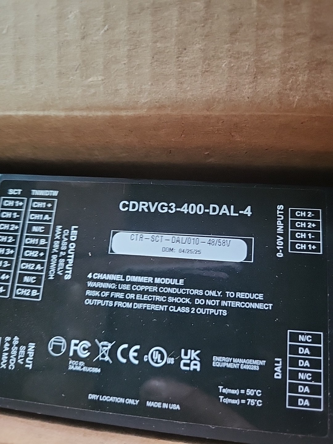 Cool edge CTR-SCT-DAL-58V 4 Channel Dimmer Controller Module DALI/0-10V