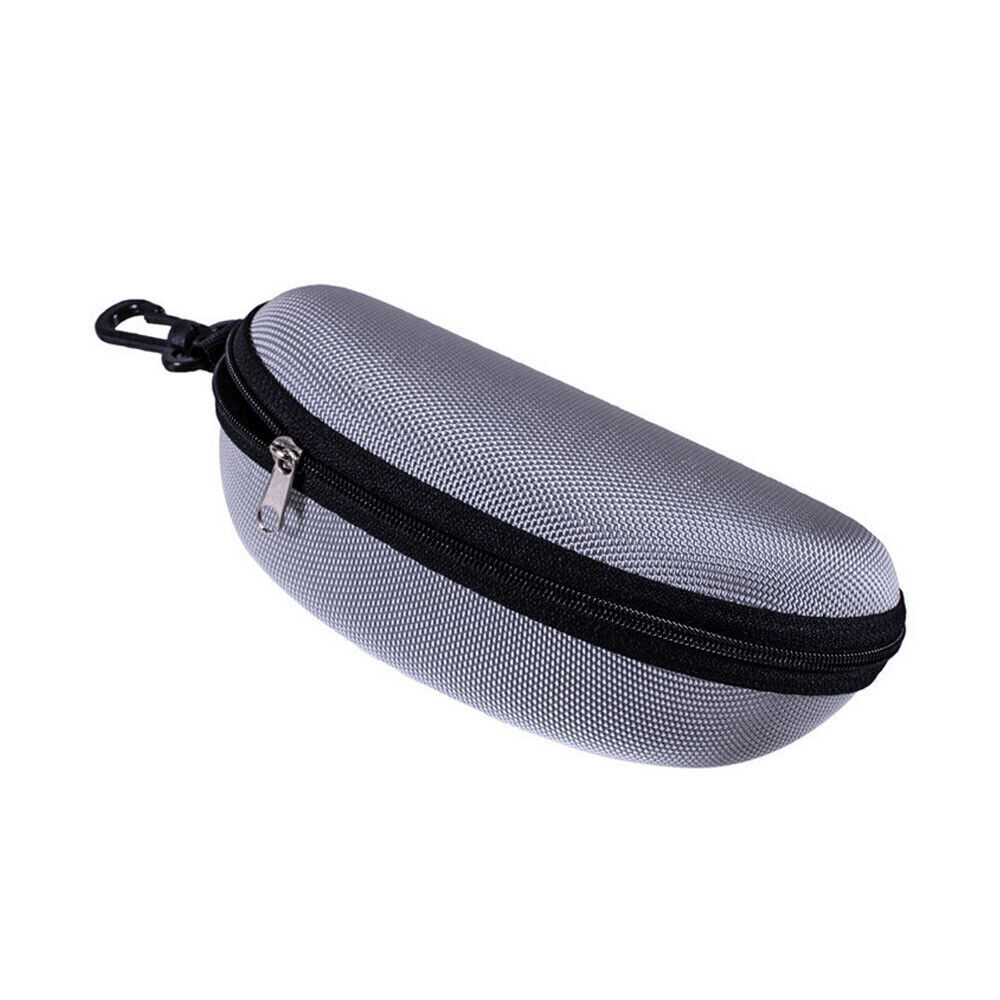 2PCS Portable Sunglasses Eyeglasses Case Zipper Hard Shell Box With Clip Black