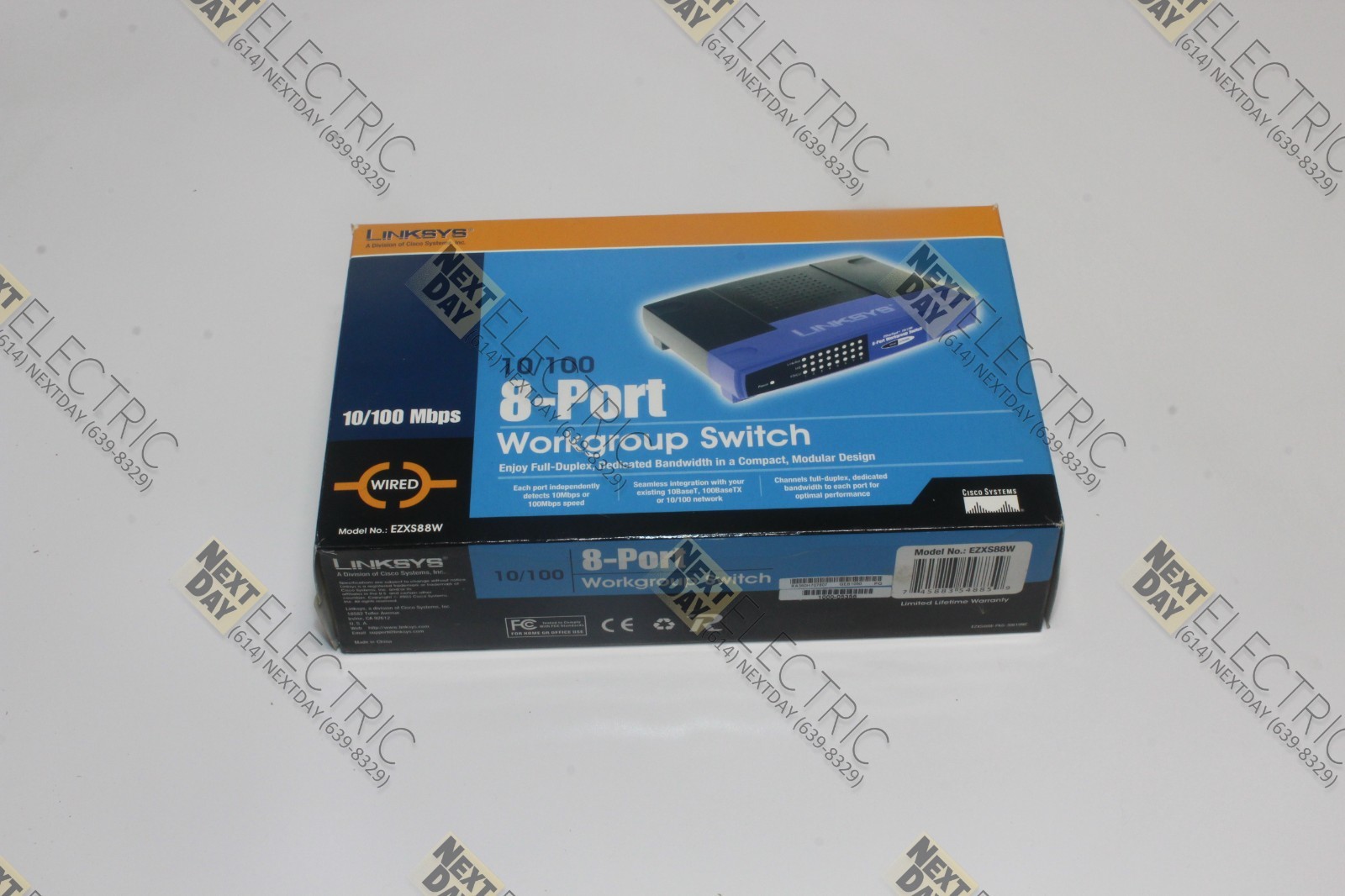 Linksys, EZXS88W, Unmanaged Hub Switch Network 8 Port Workgroup House 10/100mbps
