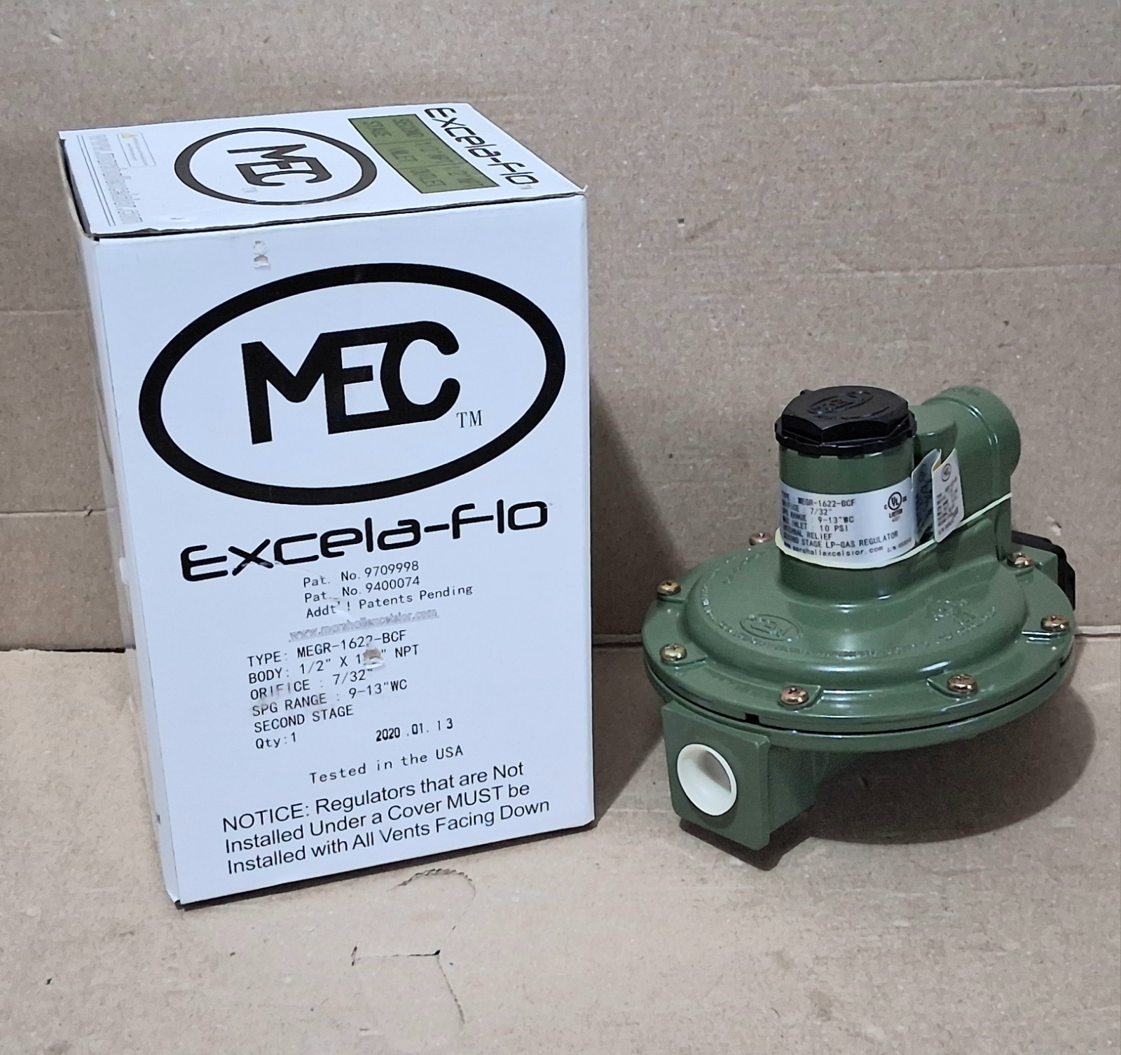 MEC Excela-Flo MEGR-1622-BCF Orifice 7/32" 2nd Stage LP-Gas Regulator New