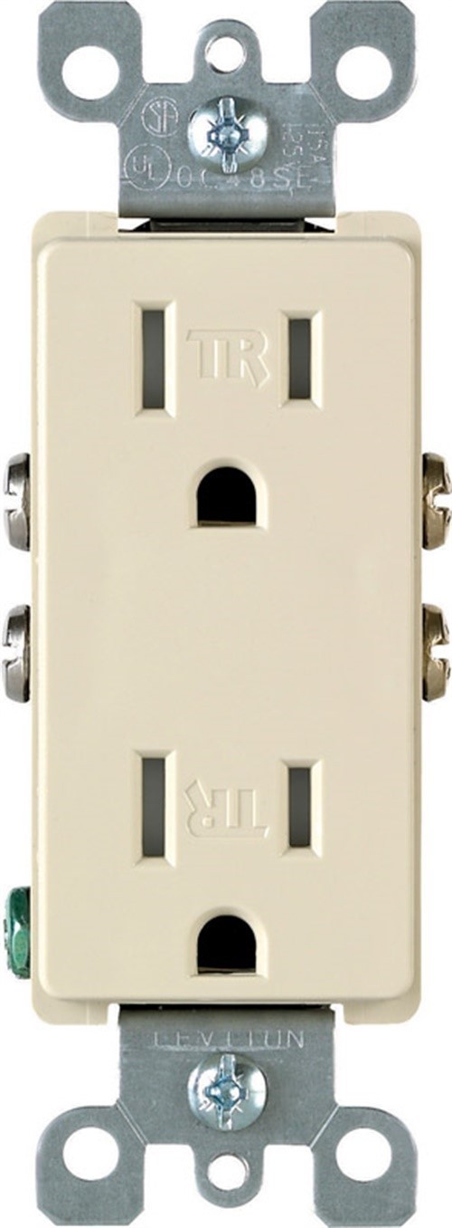 Leviton T5325-0DI 15A Duplex Ivory Thermoplastic Outlet 4.20 Hx1.33 Wx0.76 D in.