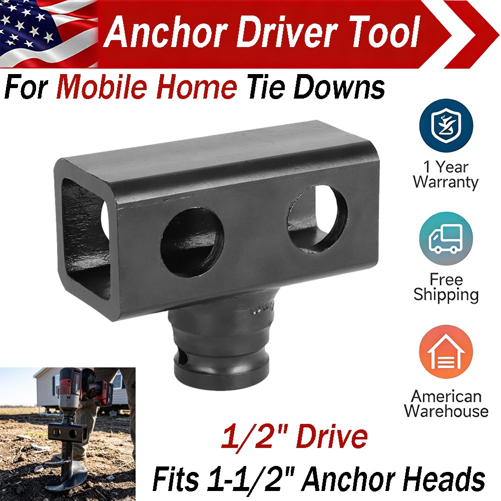 For Mobile Home Tie Down Anchor Driver Tool 1/2" Drive Fits 1-1/2" Anchor Heads