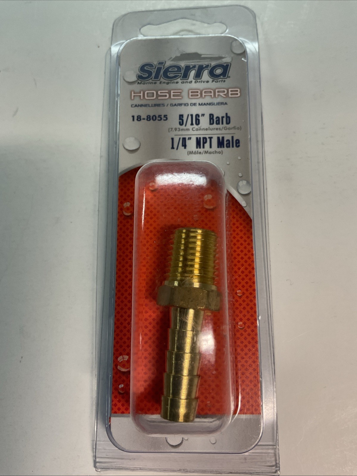 Sierra Marine 18-8055 5/16" Brass Hose Barb Fitting Genuine Free Shipping!