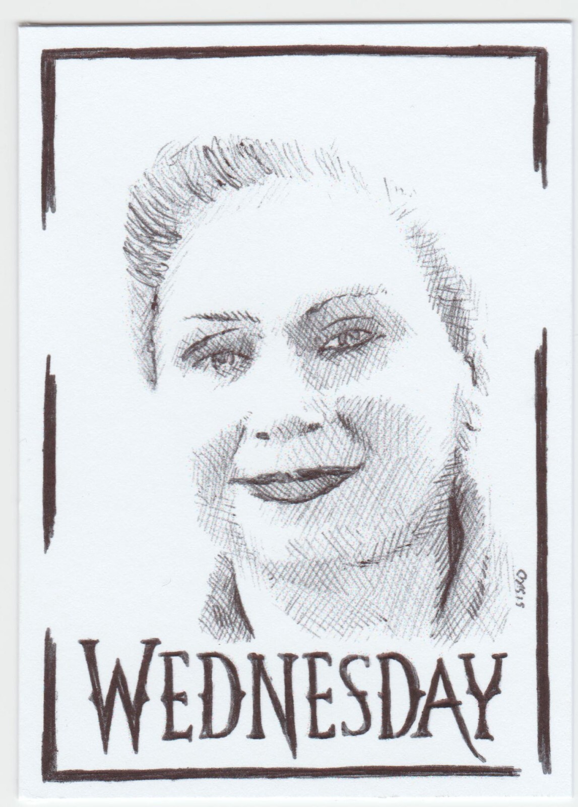 ACEO Art Sketch Card Wednesday TV Series Principal Weems  G Christie Ink Drawing