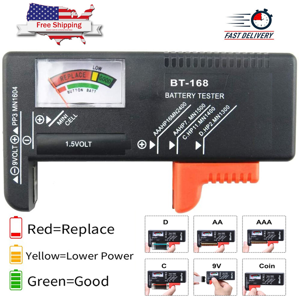 Universal Battery Tester Checker For AA AAA C D 9V 1.5V Button Cell Batteries