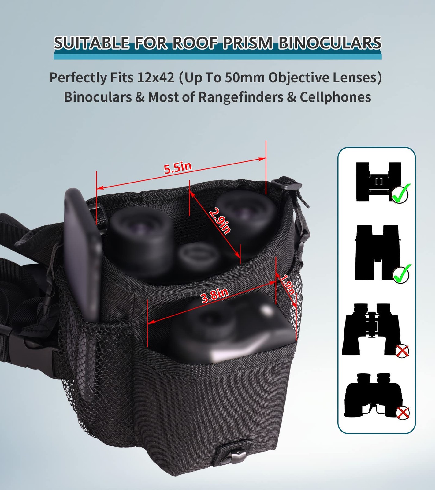 GAIARENA Binocular Harness Chest Pack, Mid Size - Regular Version, Black