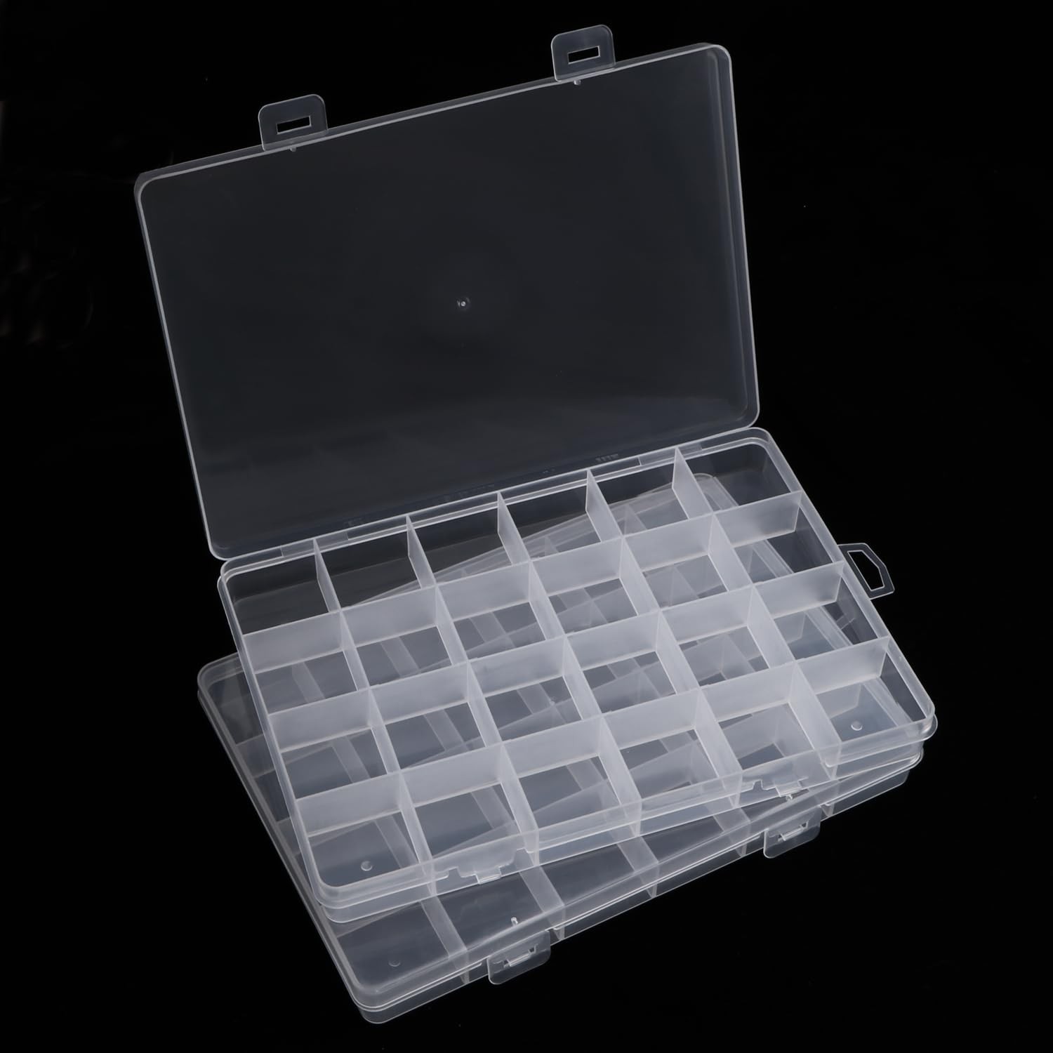 Samsace 2 Pack 24 Grids Clear Plastic 7.44 x 5.1 x 0.86 inches,