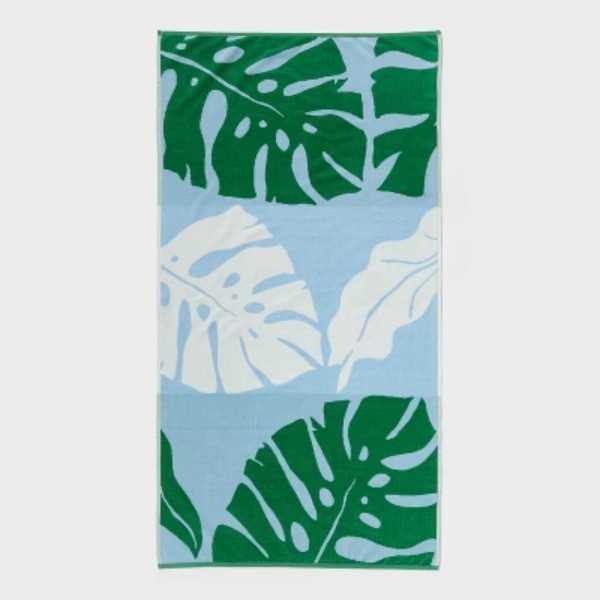 36"x72"; Leaf Oversized Beach Towel Blue/Green/White