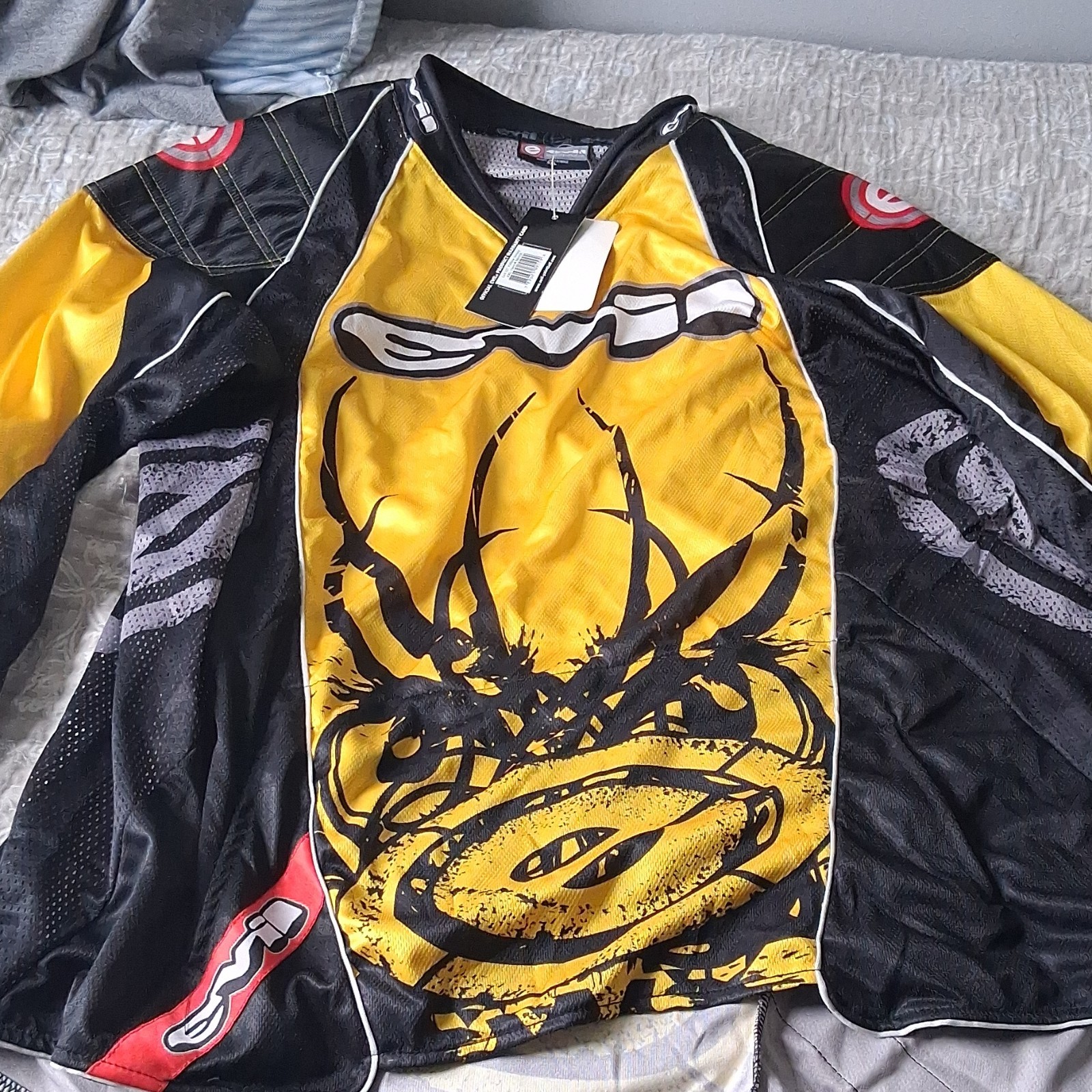 EvilPaintball Jersey Yellow Black Graphic Design Long Sleeve Sports Vintage XXL