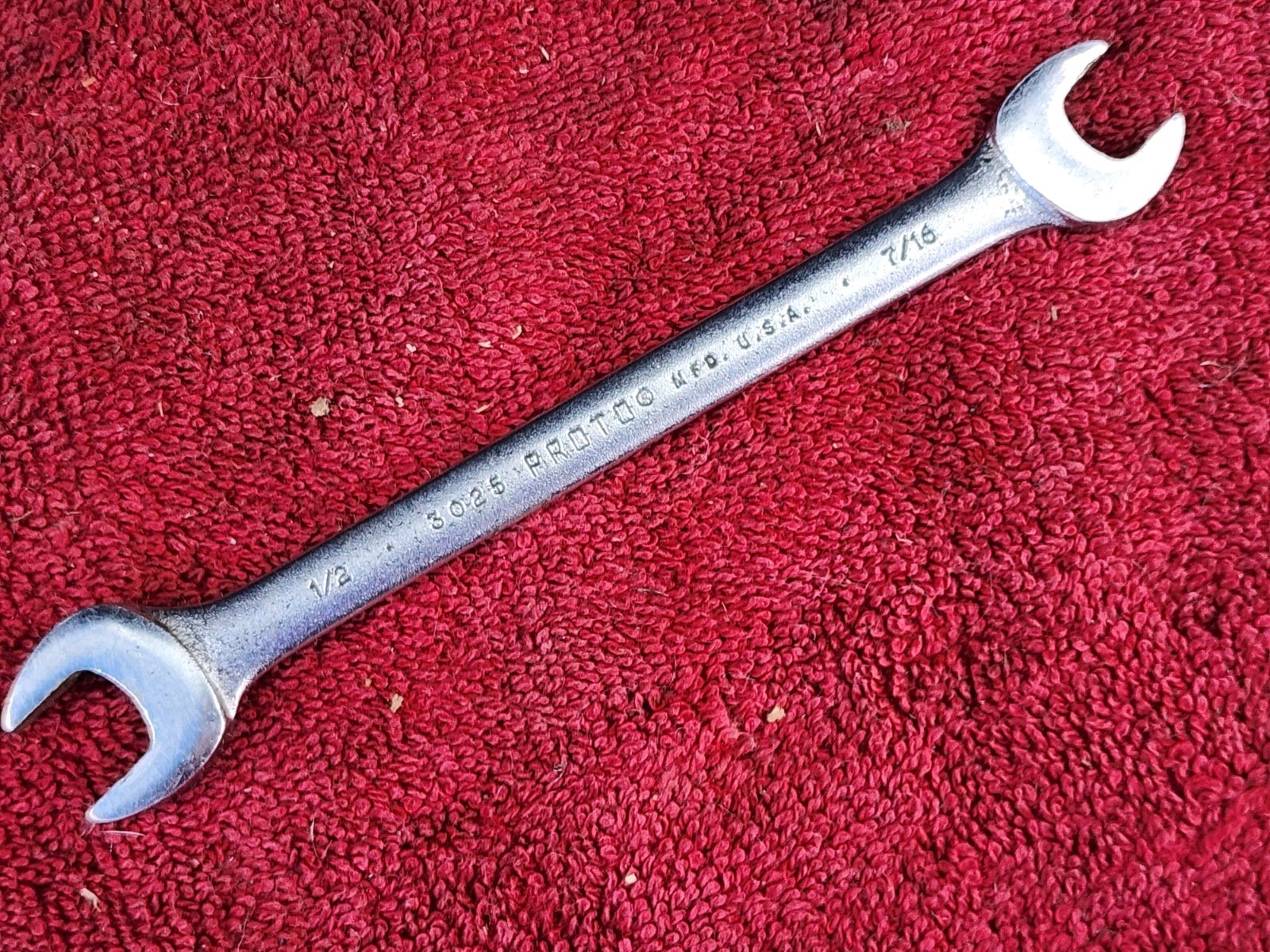 Vintage PROTO Professional 3026 Open End Wrench - 1/2" X 9/16"