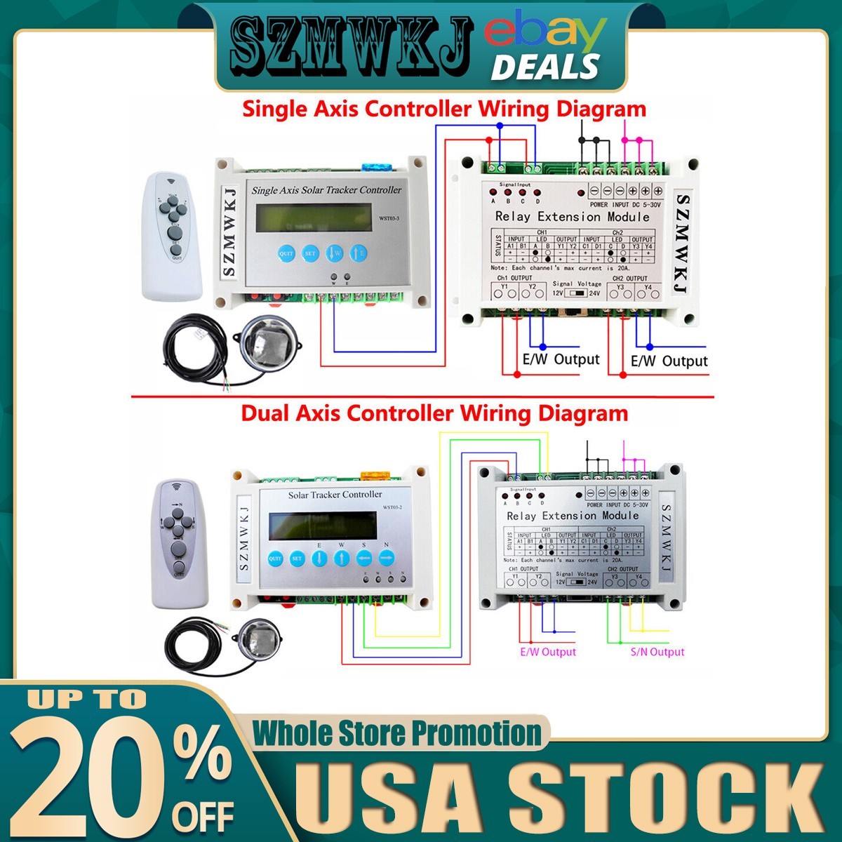 Complete Single/Dual Axis Solar Panel Track Tracker Controller Relay Module Kits