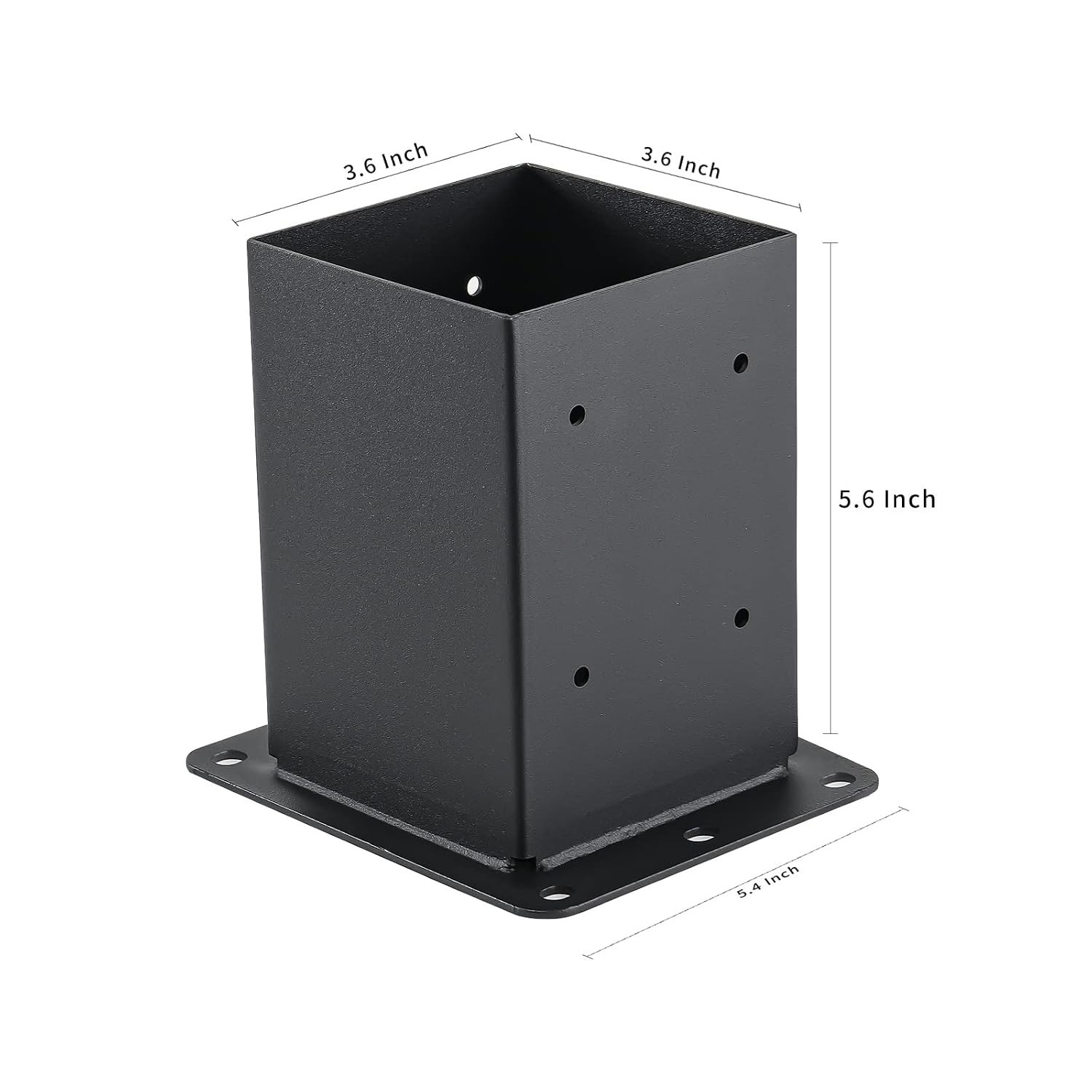 4x4 Post Base Anchors 4 Pcs, Solid Steel, Black Coated