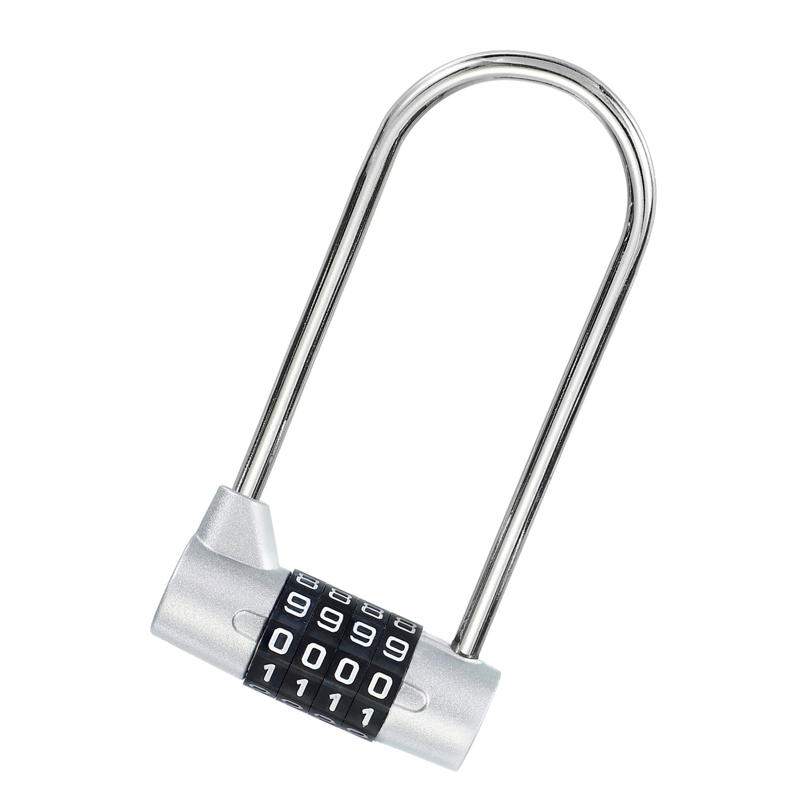 Combination Padlock, 4 Digit Gym Locker Lock Zinc Alloy Padlock (Silver)
