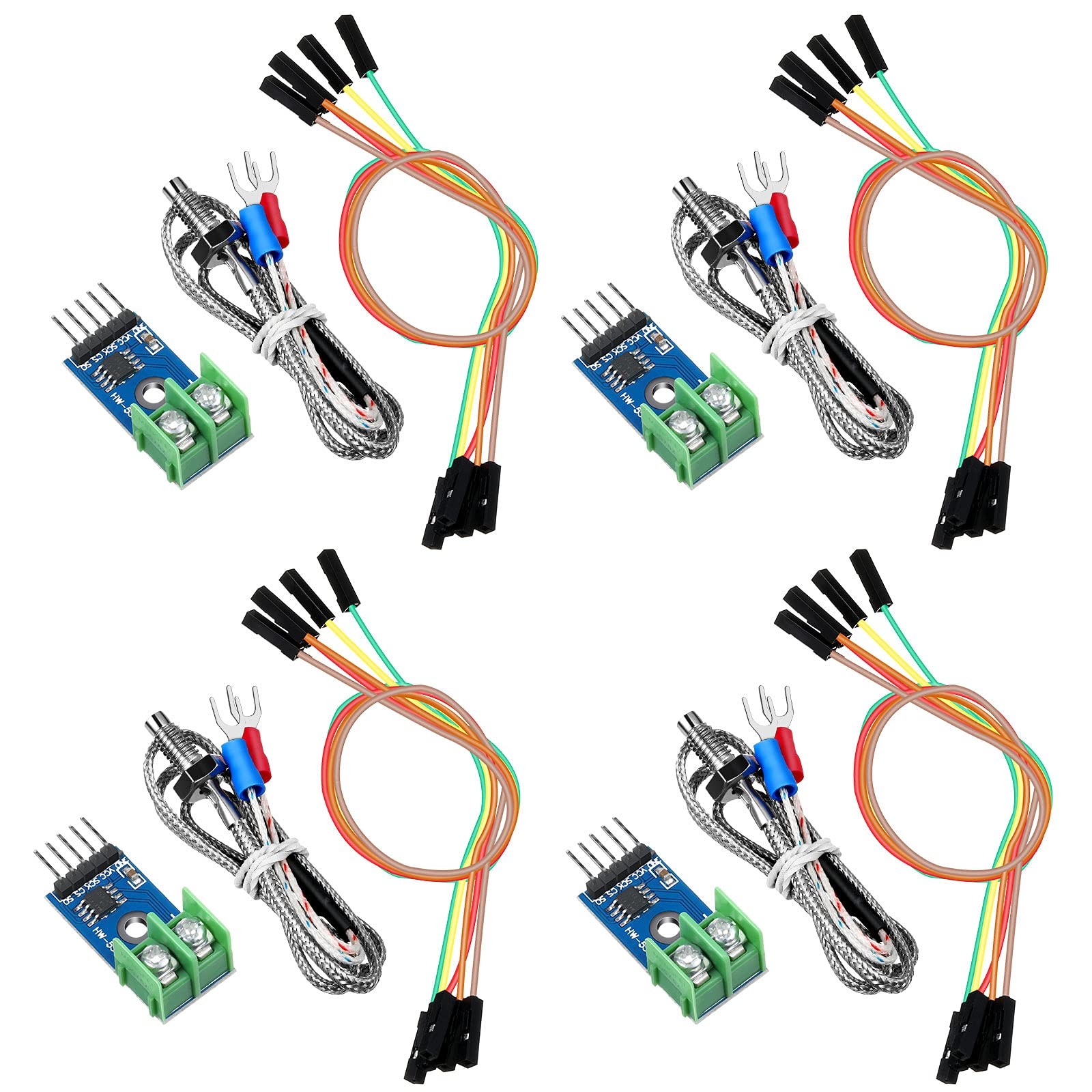 Weewooday 4 Sets DC 35V Max6675 Thermocouple Module & K Type Thermocouple Tem...