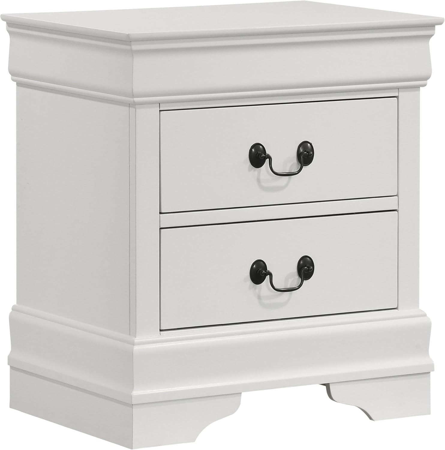 Home Furnishings Louis Philippe Traditional Wood 2-Drawer Bedroom Nightstand Bed