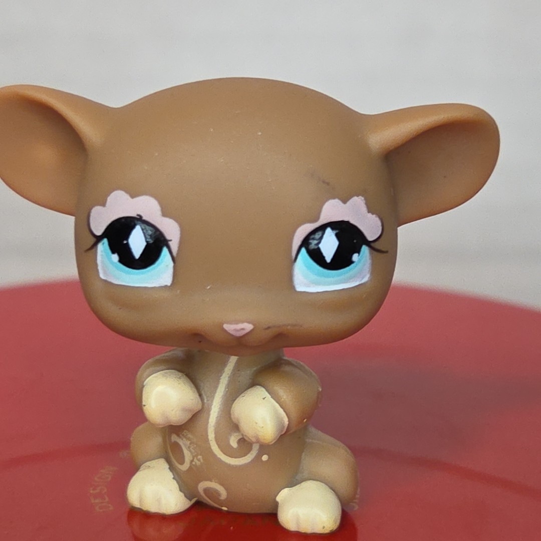Littlest Pet Shop LPS 462 Brown & Pink Fanciest Mouse Swirls and Blue Eyes 282