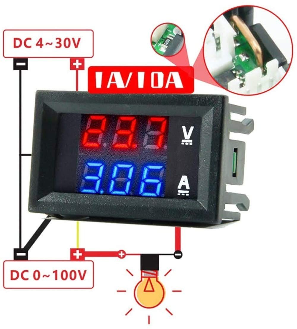 diymore Digital Volt Amp Meter 0.28" Waterproof DC 100V 10A
