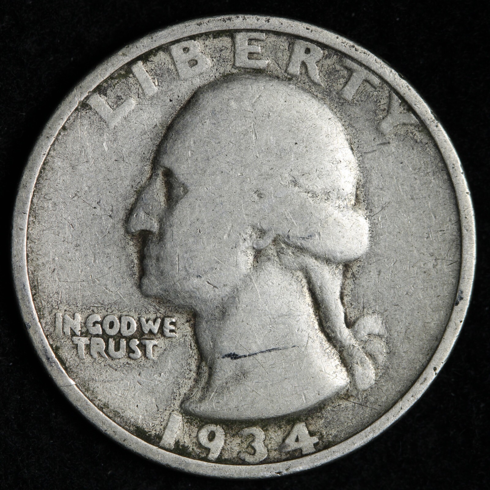 1934 DDO Washington Silver Quarter FINE E217 T