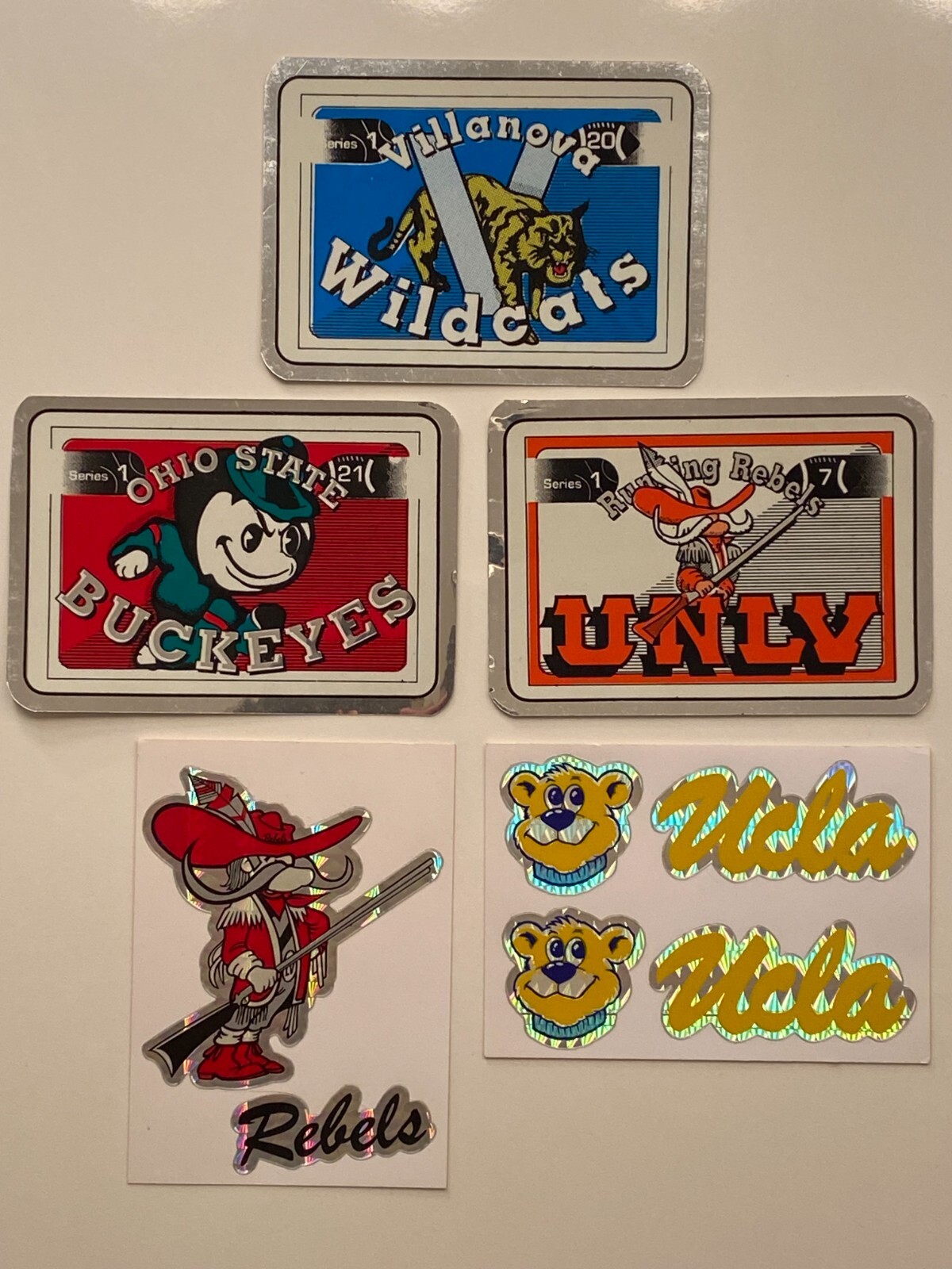 Vintage NCAA College Football Stickers Lot: Ohio State, Villanova, UNLV, UCLA