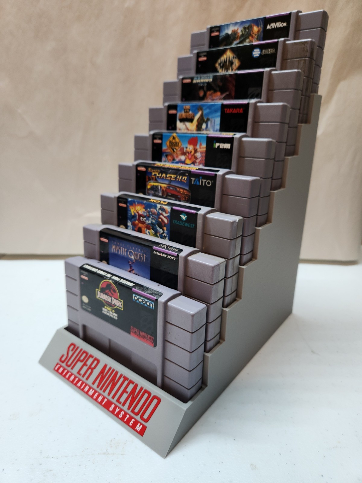 Nintendo SNES (Super Nintendo) 9 Cartridge Display Stand (UV Printed Logo)