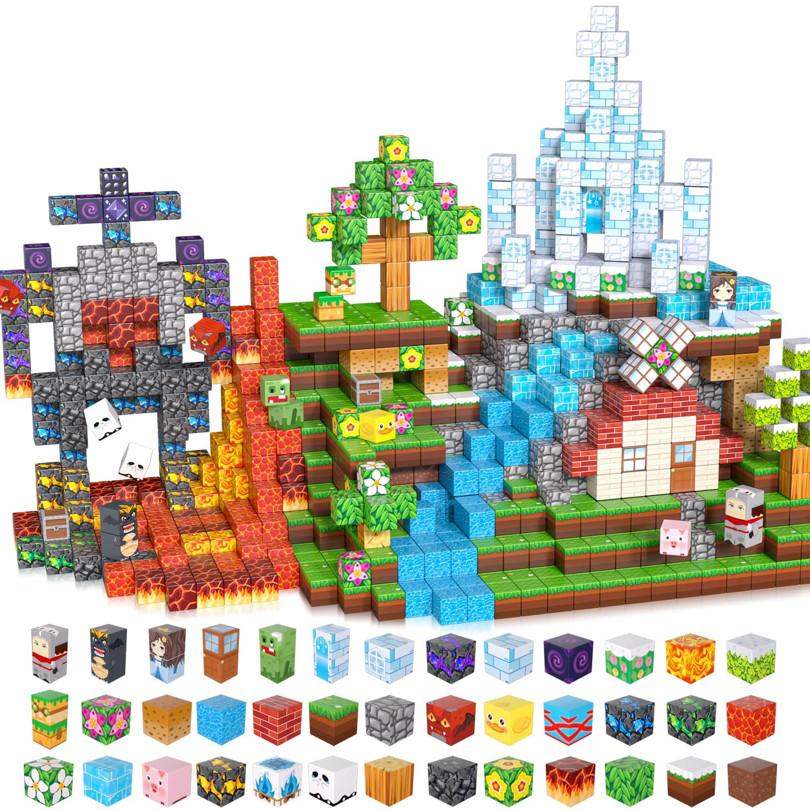 LAYVIC 200PCS Magnetic Building Blocks, Magnet Toys Magnetic Cubes, Magnetic Blo