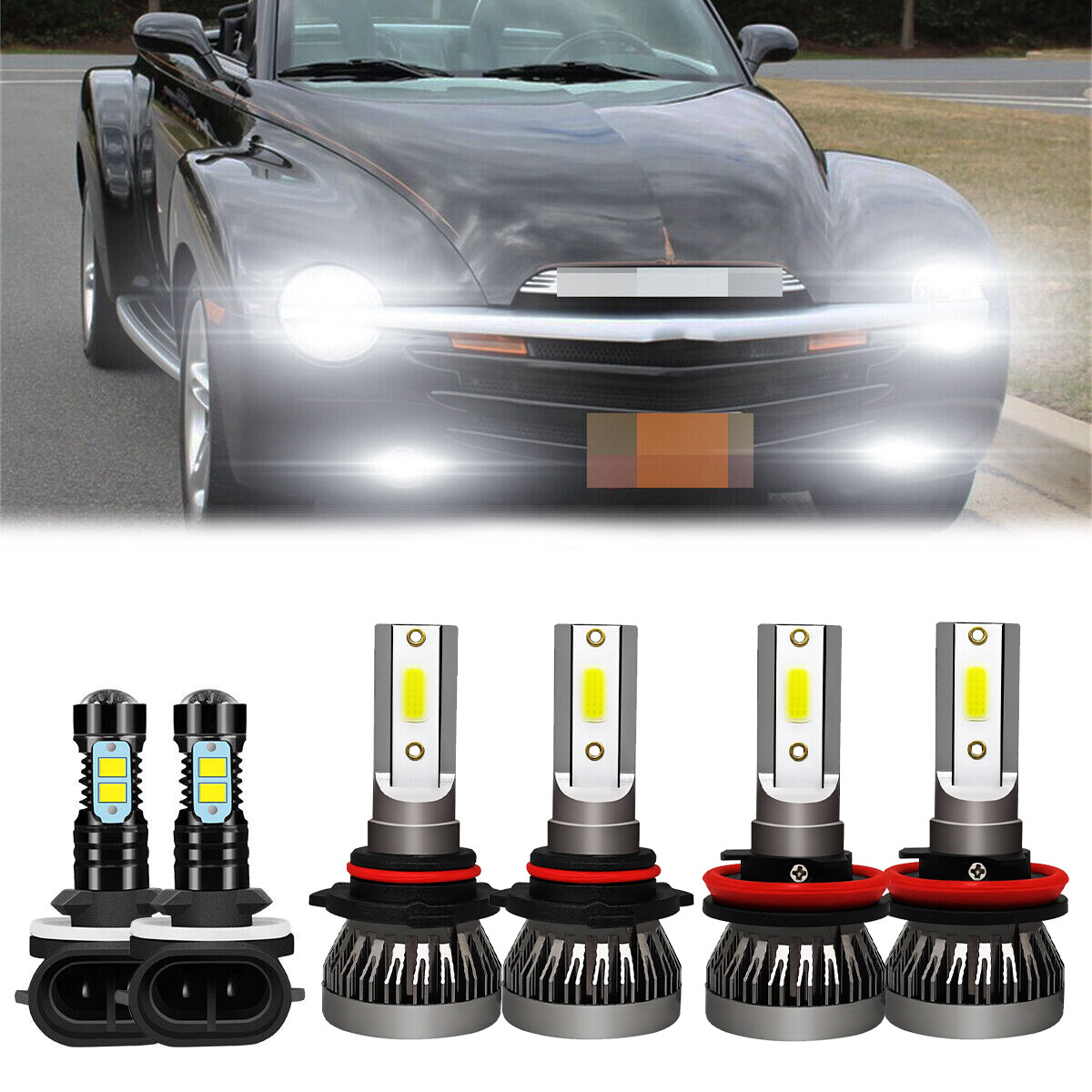 For Chevy SSR 2003-2006 - 6X LED Headlights Bulbs High Low Beam +Fog Lights