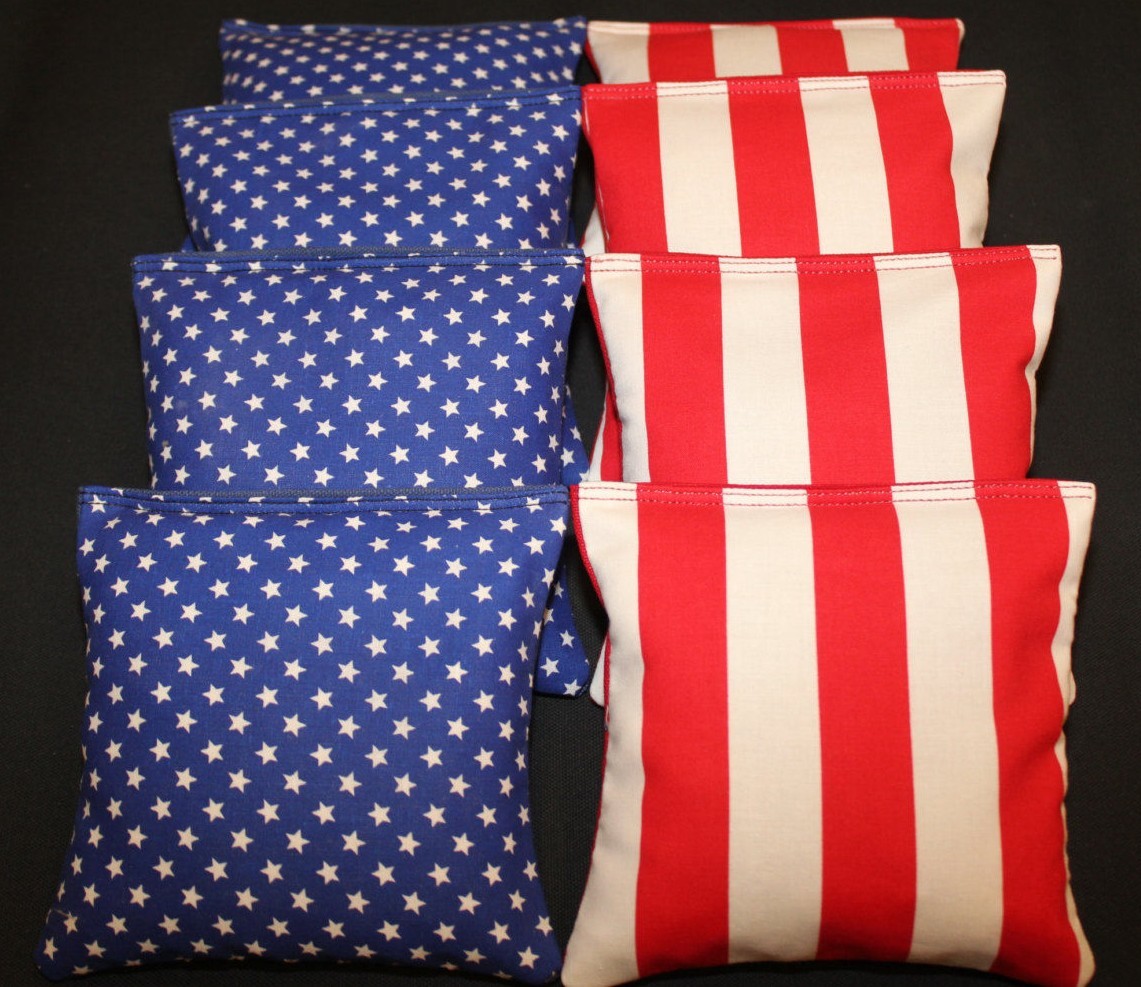 Patriotic AMERICAN STARS & STRIPES Red White Blue ACA Cornhole Bean Bags