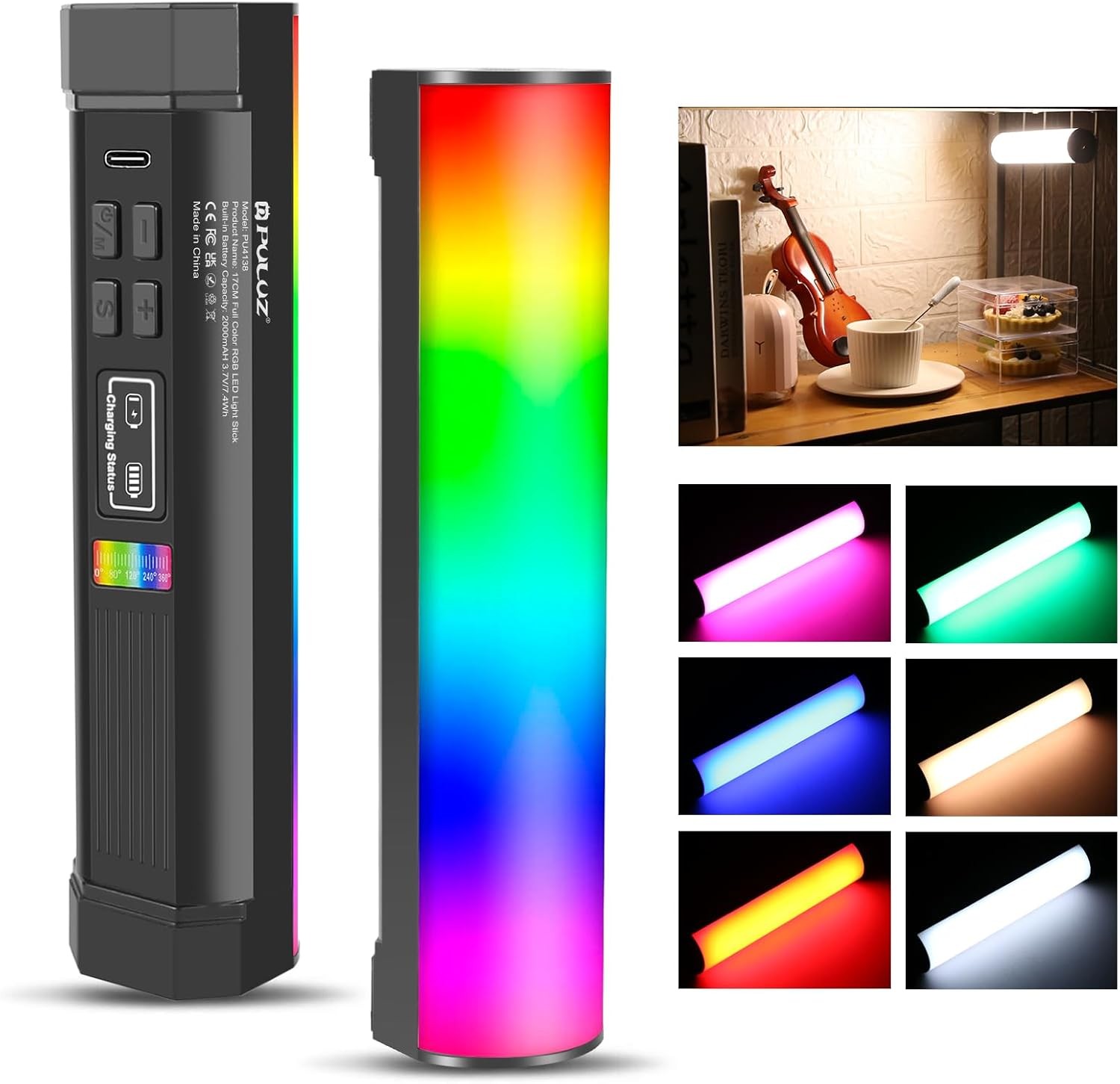 360°Full RGB Portable LED Video Light Stick Magnetic Handheld Light Wand