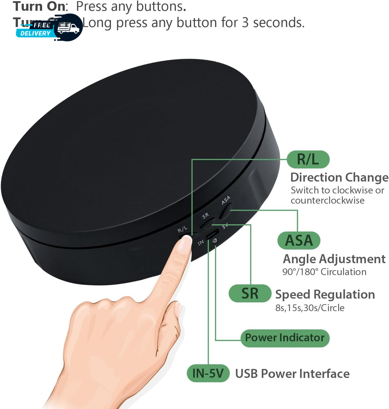 Motorized Rotating Display Stand,5.7Inch 360 Degree Electric Rotating