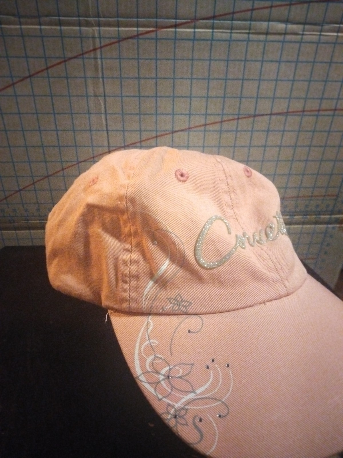 Women's Embroidered Hat with Metallic Corvette Script Pink