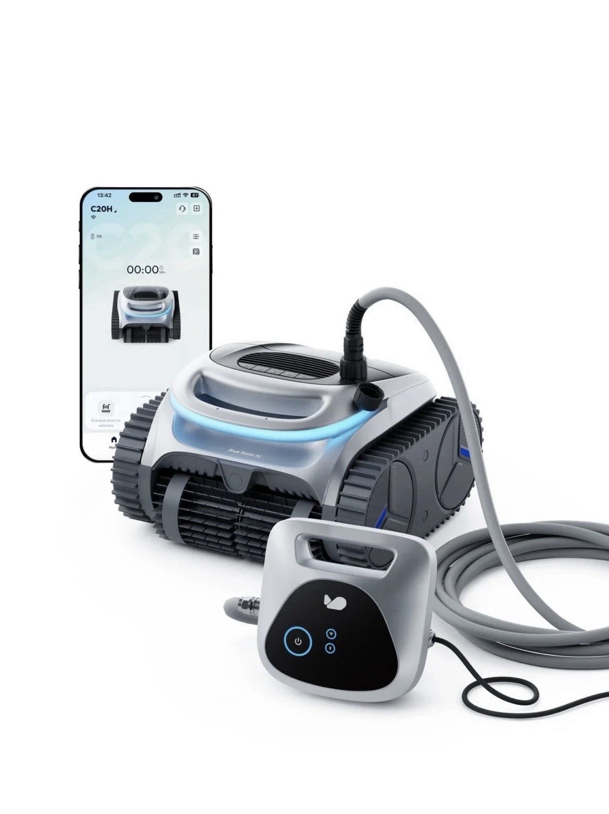 BUBLUE BuHybrid L6 Robotic Pool Cleaner Corded & Cordless WiFi App Wall Climbing