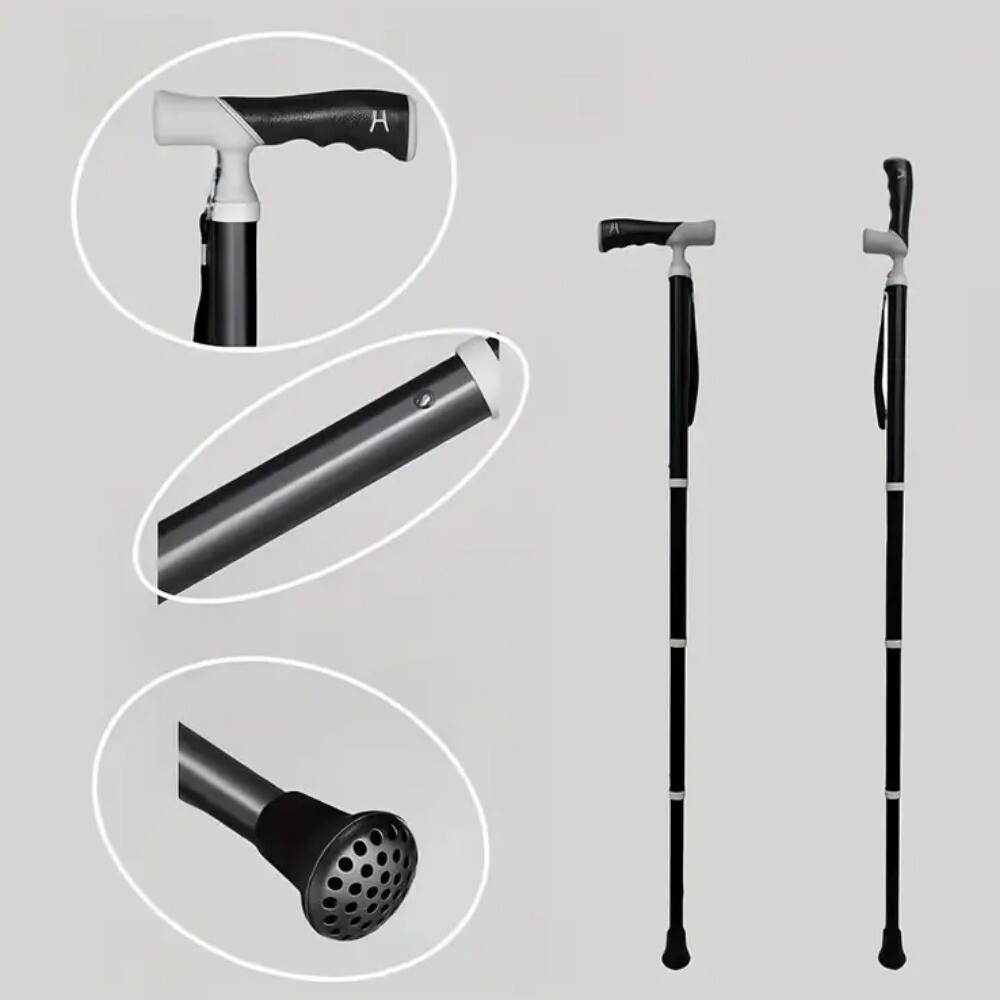 1PC 4-Section Retractable Lightweight Hiking Pole Aluminum Cane for The Elderly