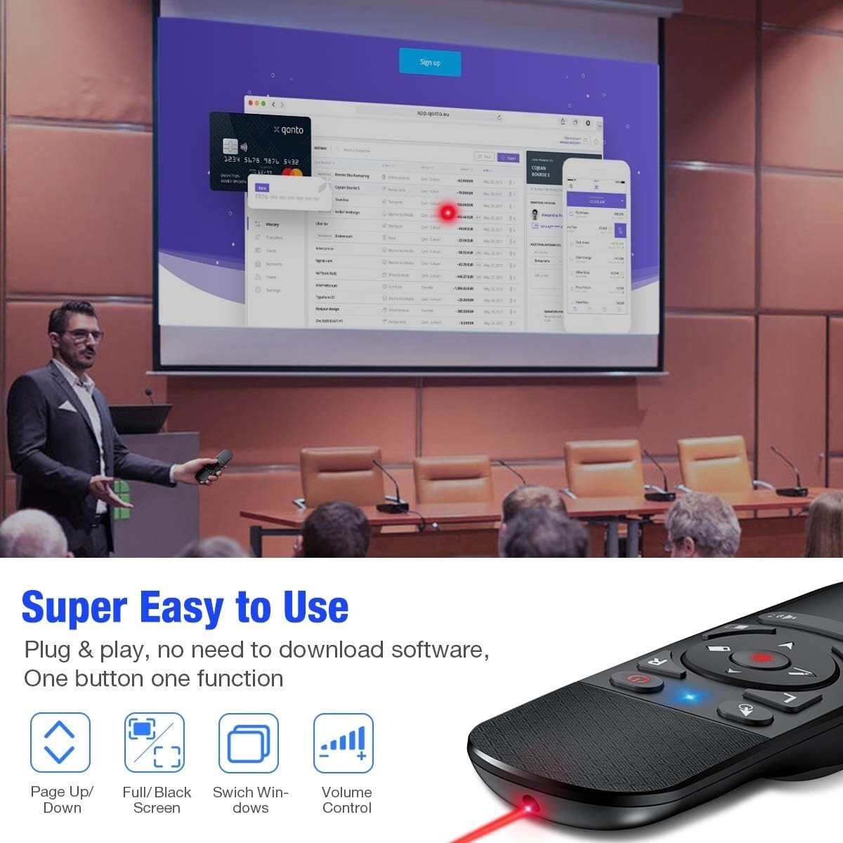 Power point Presentation Remote Wireless USB PPT Presenter Laser PointerClicker