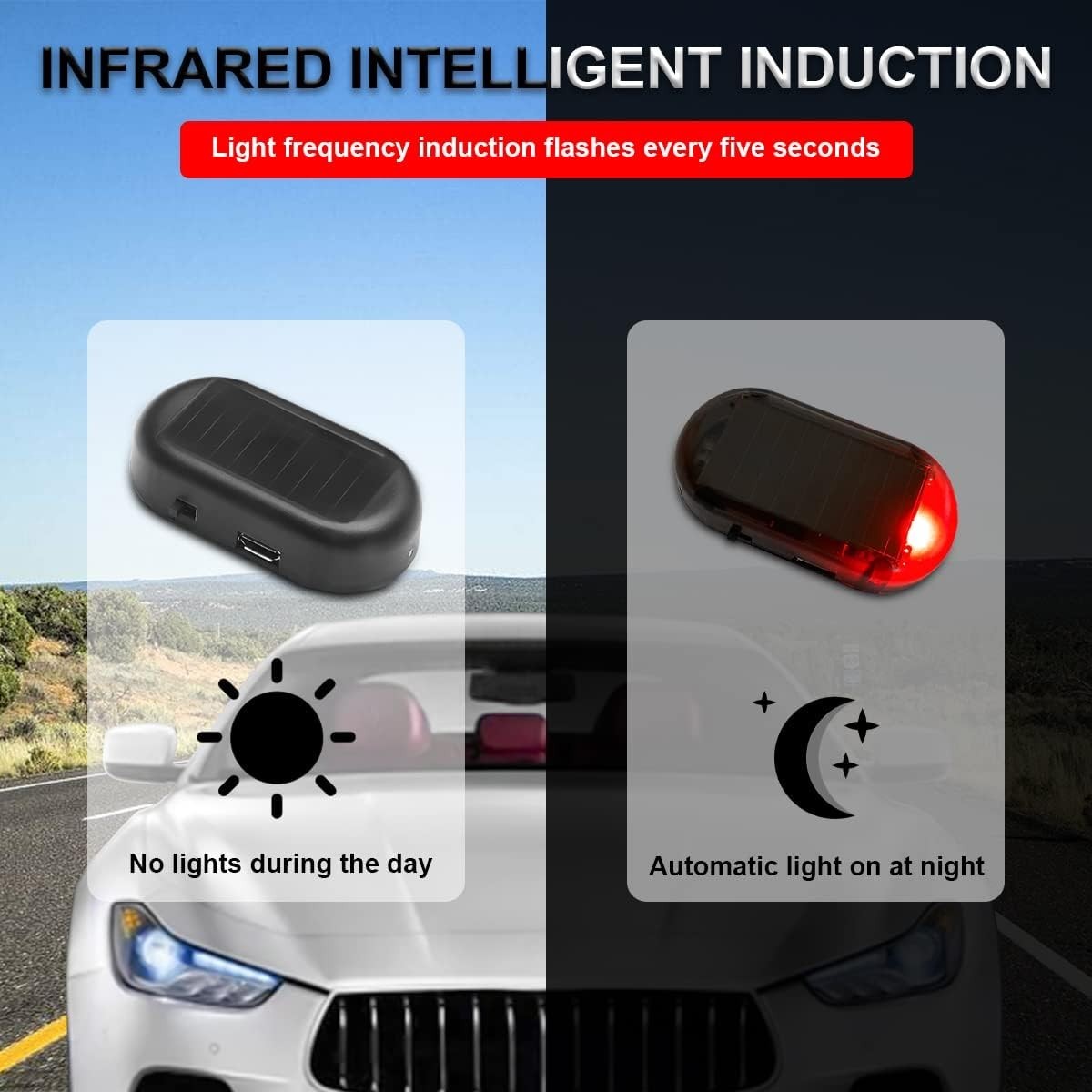 Innovative Solar & USB Car Alarm Light - Night Safety Solution for Vehicles