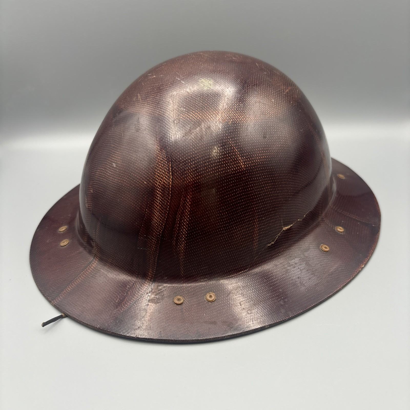 Vintage B.F. McDonald Co. Full Brim Fiberglass Hard Hat With Leather Liner