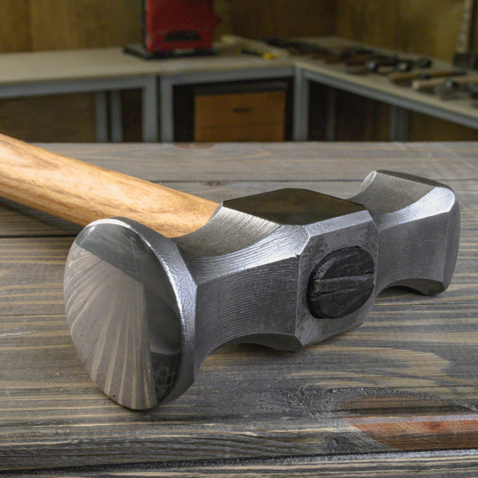Hand Forged 2lb Blacksmith Rounding Hammer AISI 1045 Steel Forging Hammer Ash