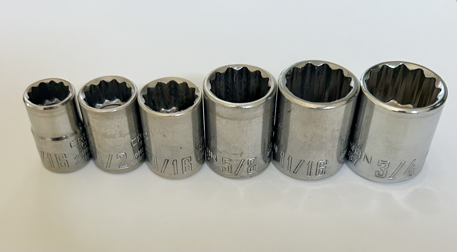 Craftsman 3/8" Drive 12 Point SAE Socket Set 7/16 to 3/4