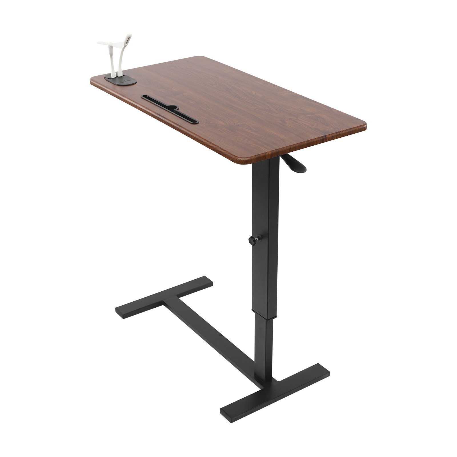 Adjustable Height Side Table Walnut Color Mobile Bedside Table dinner tray table