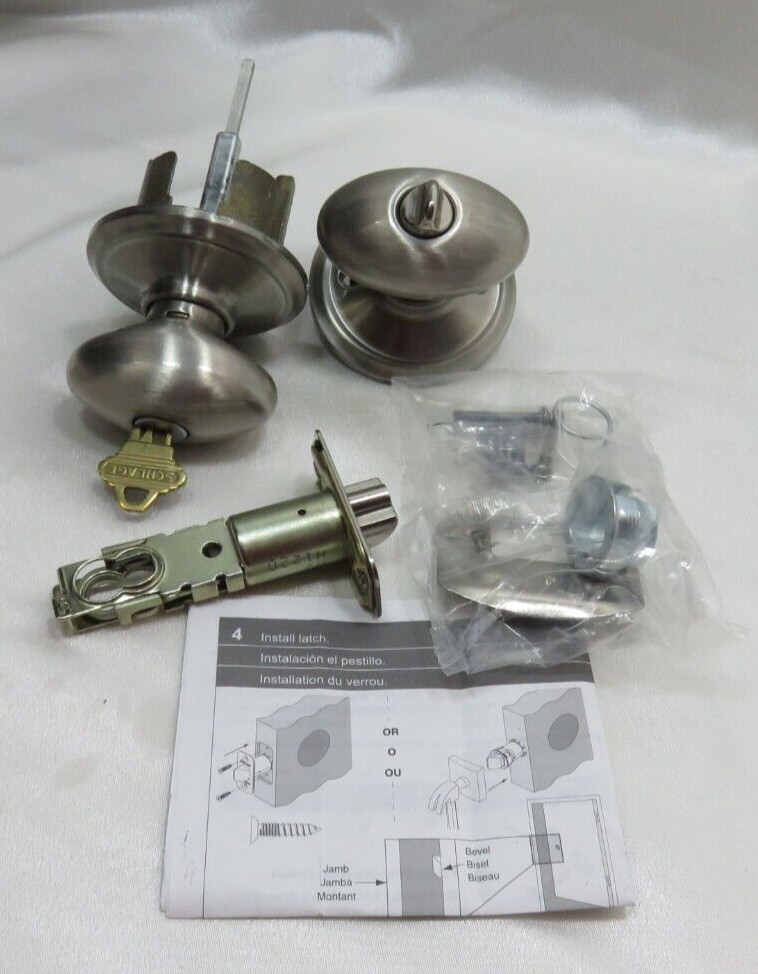 Schlage - Key Entry - Single Cylinder Doorknob Lock Set Brushed Nickle