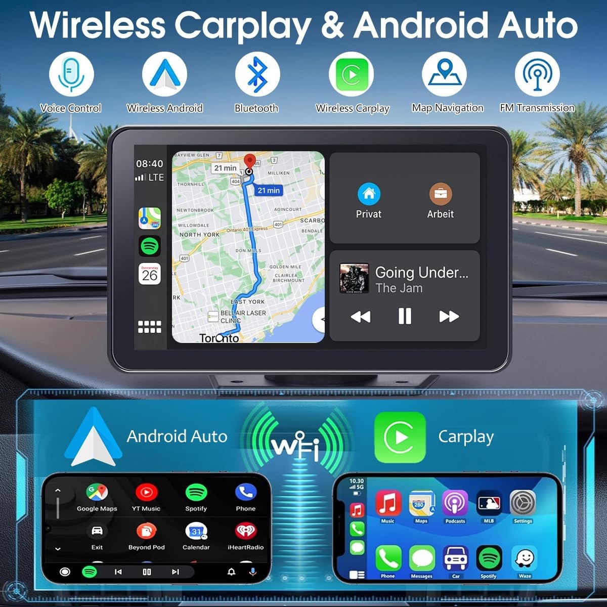2026 Enhanced Carplay Screen for Car - 7" HD Portable Carplay & Android Auto ...