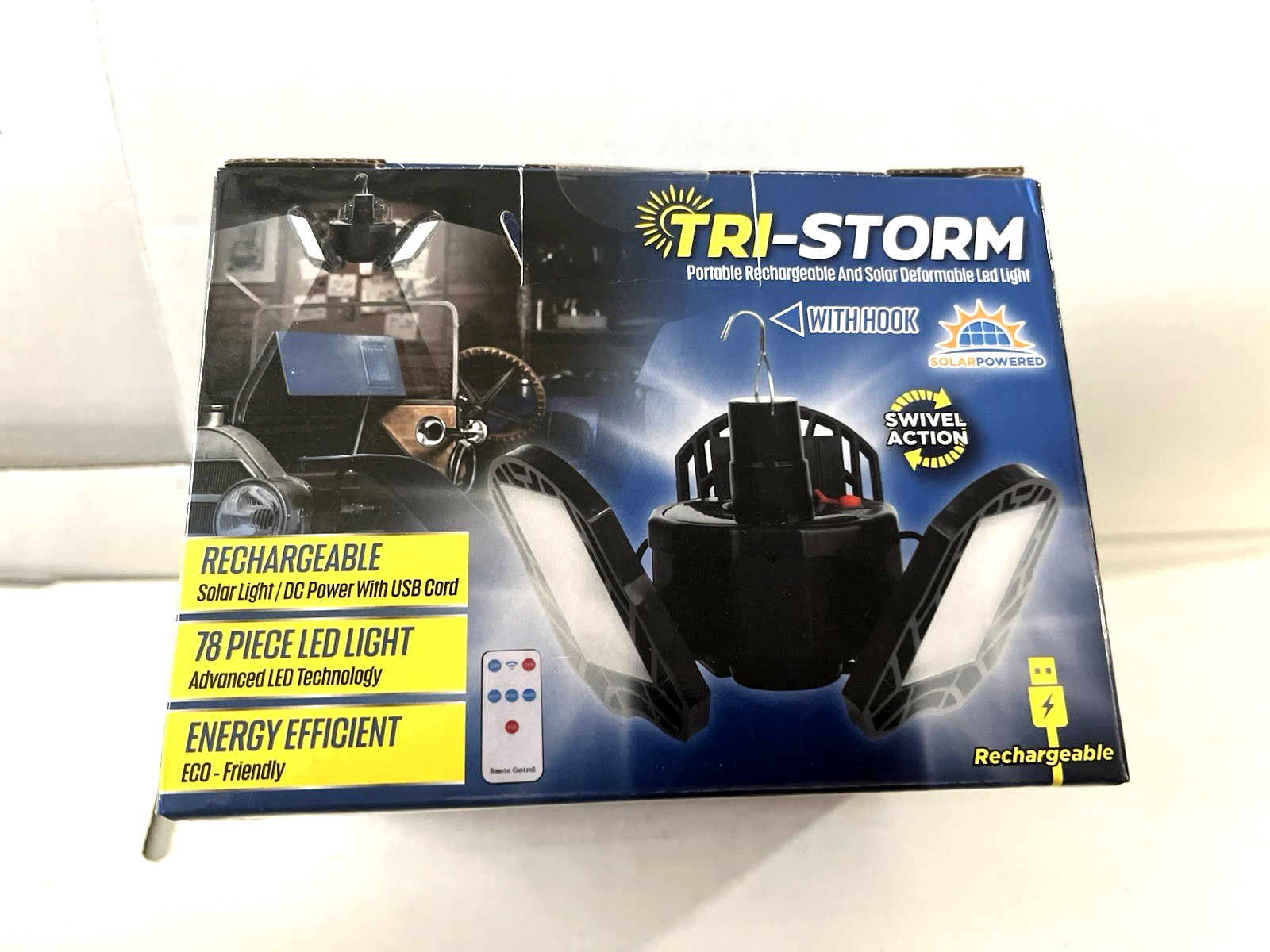 Tri-Storm Portable Rechargeable And Solar Deformable LED Hanging Light NIB