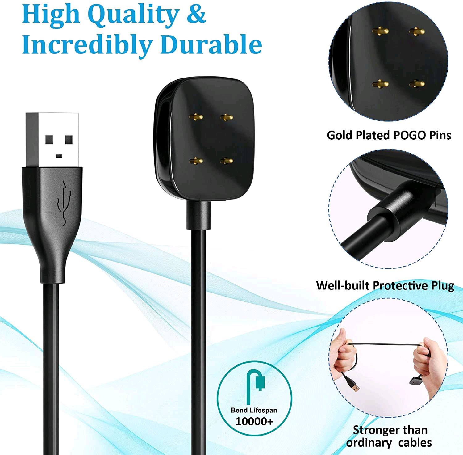 Wireless Charger For Fitbit Sense Versa 3 4 Watch USB Fast Charging Dock Cable