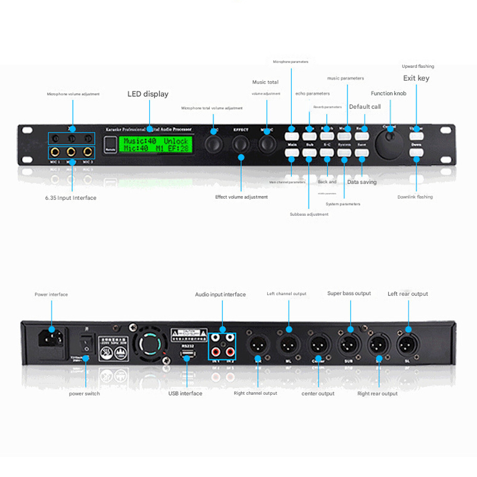 X5 Effect Processor Karaoke Effector KTV Home Digital Audio Processor Reverb XR