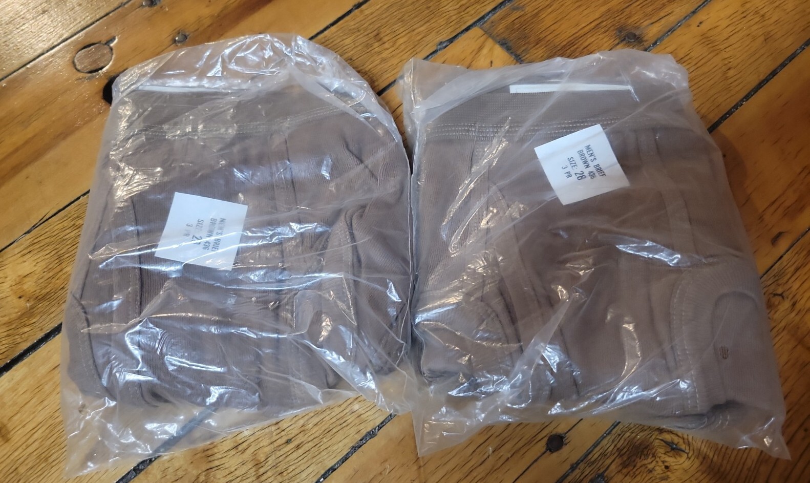 6 Pairs NOS Mens Brown Briefs Underwear Size 28 GI Military