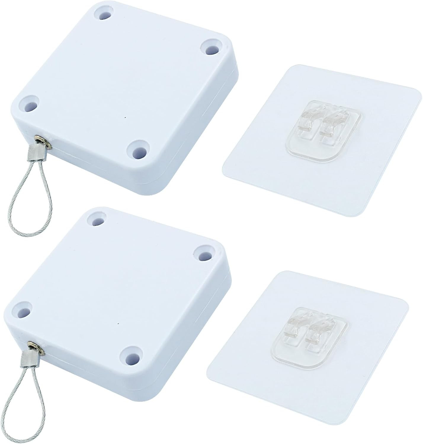 2Pcs Automatic Sliding Door Closer, 1000g, White | Punch Free, Steel Drawstring,