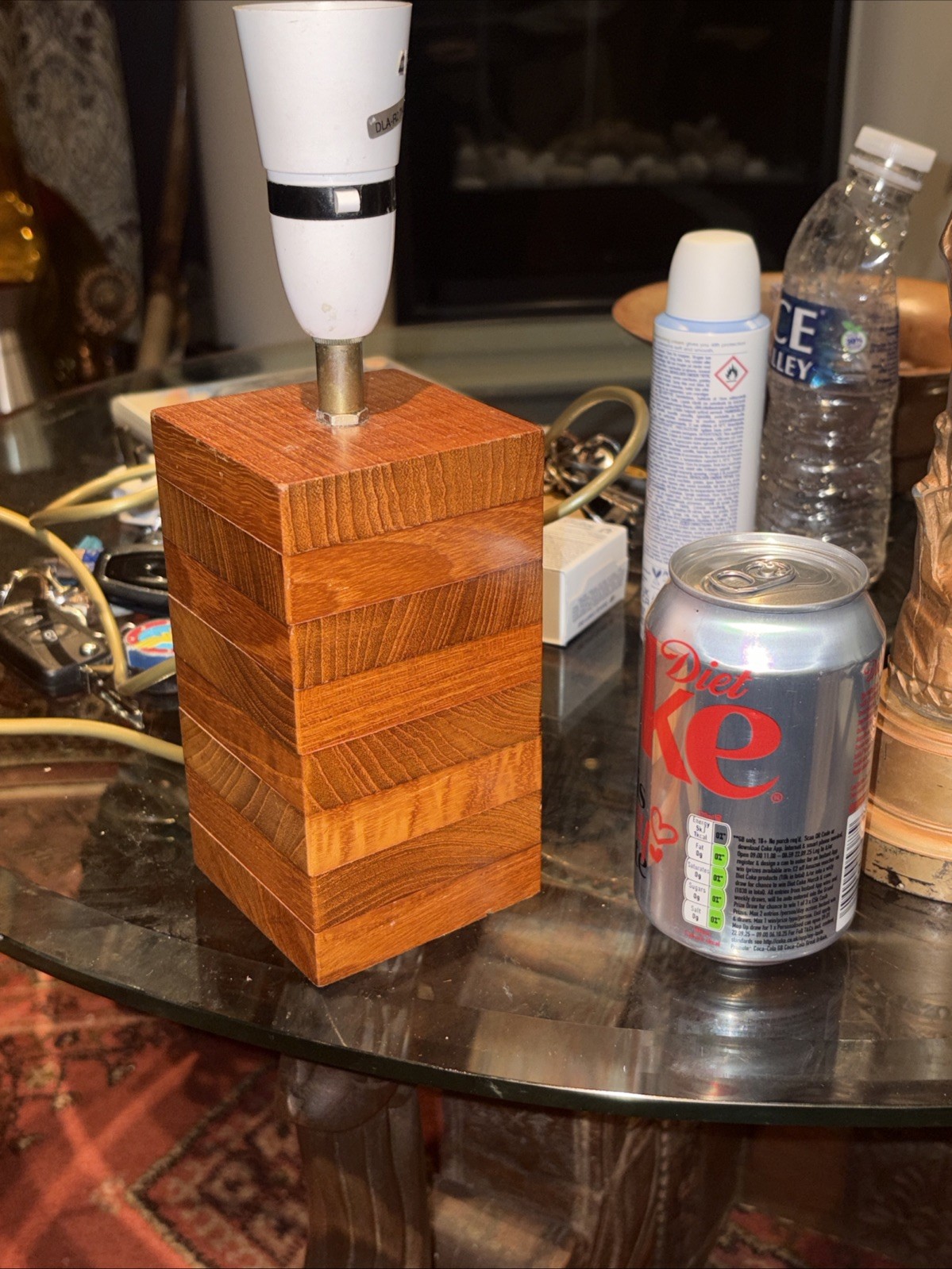 Mid Century Wooden Block Lamp Working